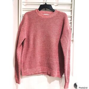 Old Navy Pink Waffle Knit Grandpa Dolman Chunky Pullover Sweater Medium
